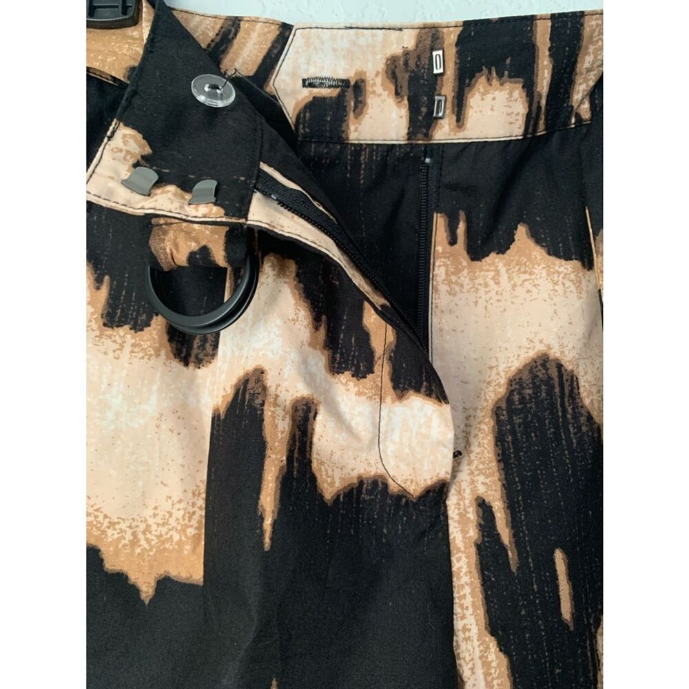 NWT Le’ AL.X Black & Tan Abstract Tie-Waist Shorts Pockets Size 0 - Picture 8 of 11